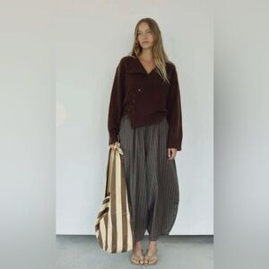 Bohème Striped Wool Barrel Trousers M/L